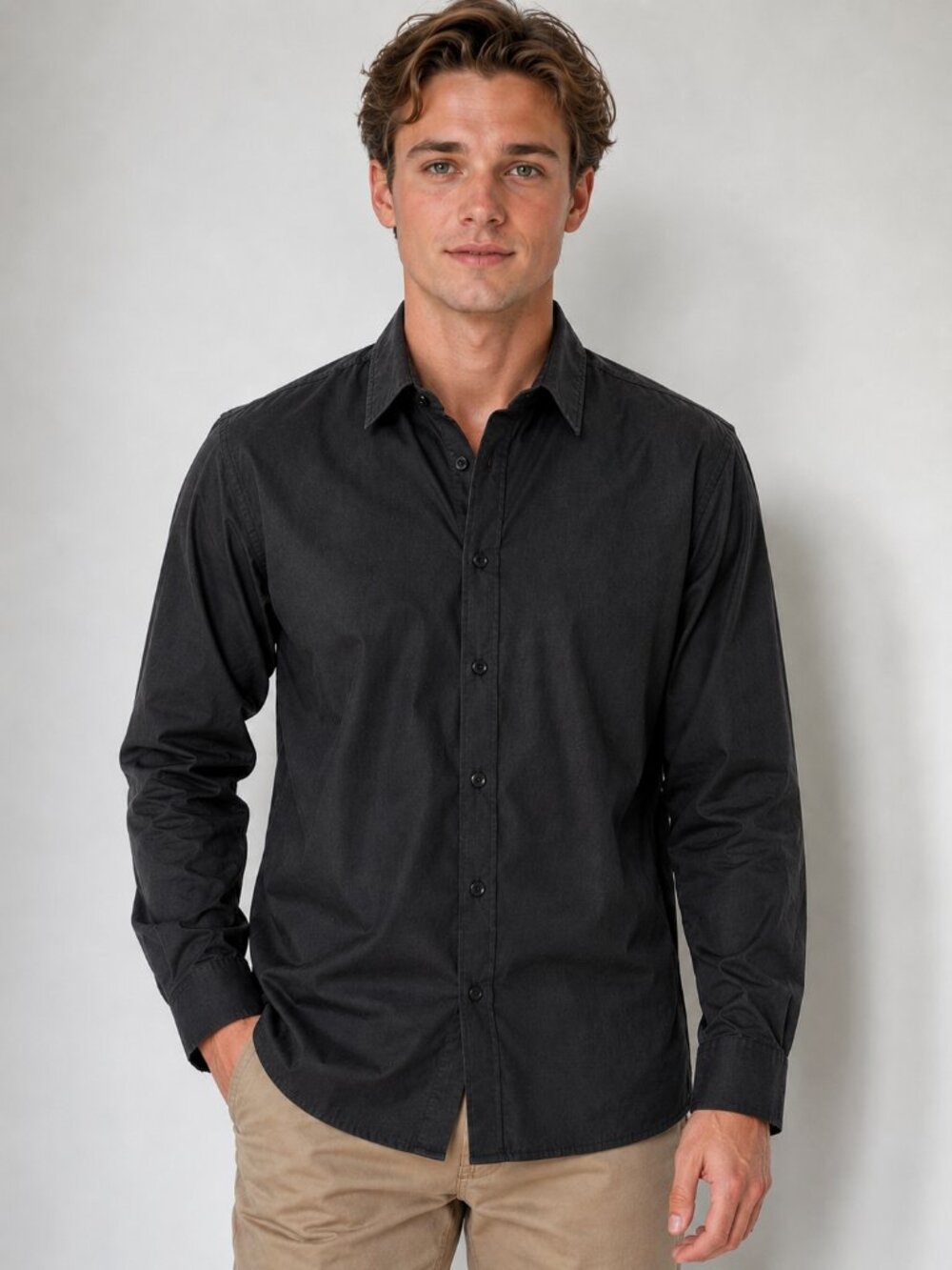 Paul Jones Men’s Classic Black Button-Up Dress Shirt Size Large HoCo Formal